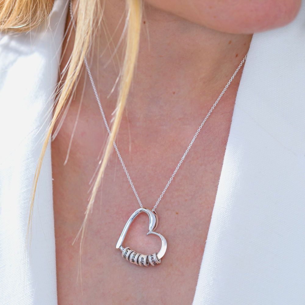 Charming Heart Necklace with Engraved Beads - Image 3